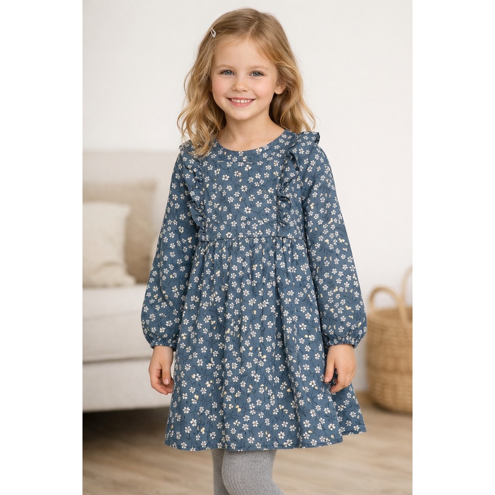 Vertbaudet Blue Floral Long Sleeve‎ Dress
Size 8 Years / 128 cm